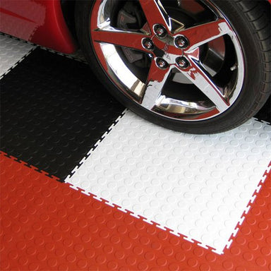 PerfectionFloorTile 5mm Coin Pattern Interlocking Floor Custom Orange Black and White Floor