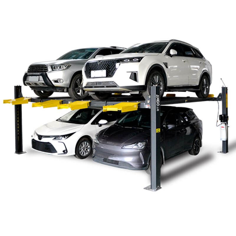 AMGO 409-DP Double Wide 4 Post Car Lift Main Image in action