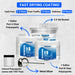 Fast cure polyaspartic kit components: 1 gallon Part A clear, 1 gallon Part B clear, 3.5 gallon mixing bucket, metal mixer and tint pack with tack free and drive-on times