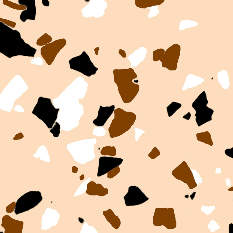 ArmorPoxy Beige medium broadcast flake swatch: warm beige polyaspartic base with black, white and brown flecks