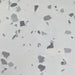 ArmorPoxy Designer Gray medium broadcast flake swatch: light gray polyaspartic base with light, medium and dark gray flecks