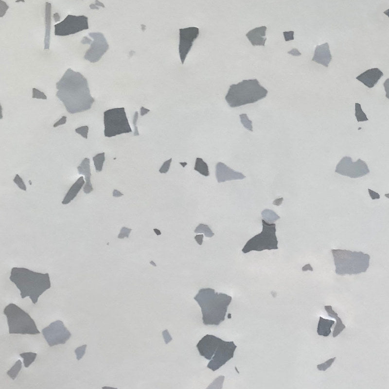 ArmorPoxy Designer Gray medium broadcast flake swatch: light gray polyaspartic base with light, medium and dark gray flecks