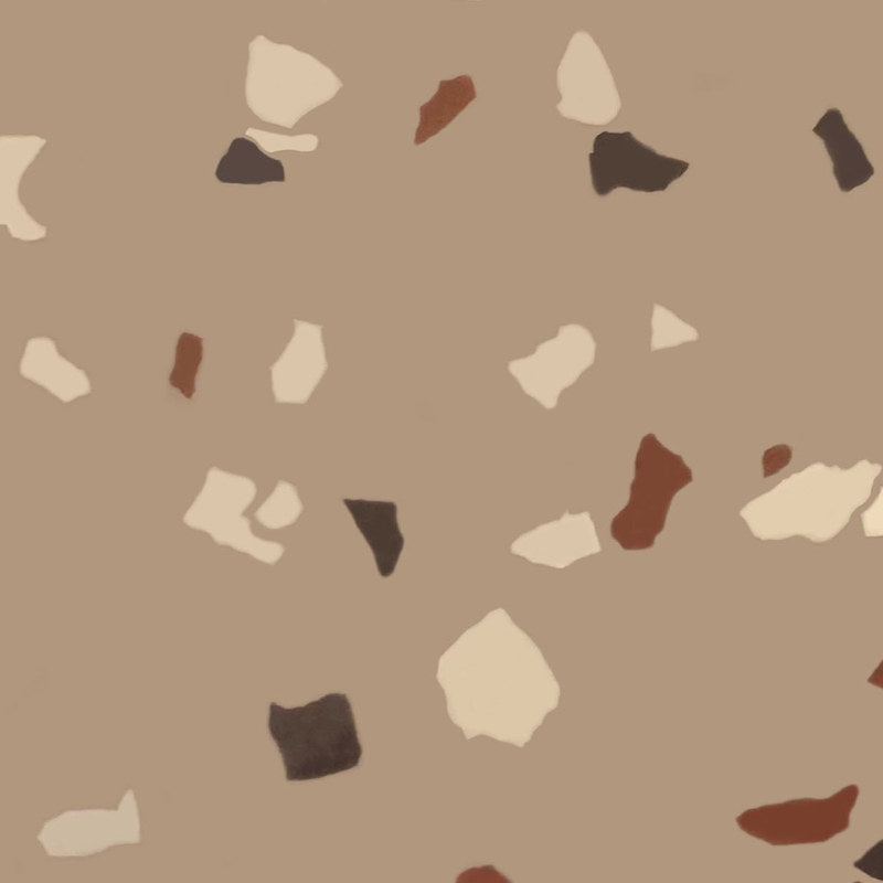 ArmorPoxy Khaki Tan medium broadcast flake swatch: brown polyaspartic base with tan, beige, cream and coppertone flecks