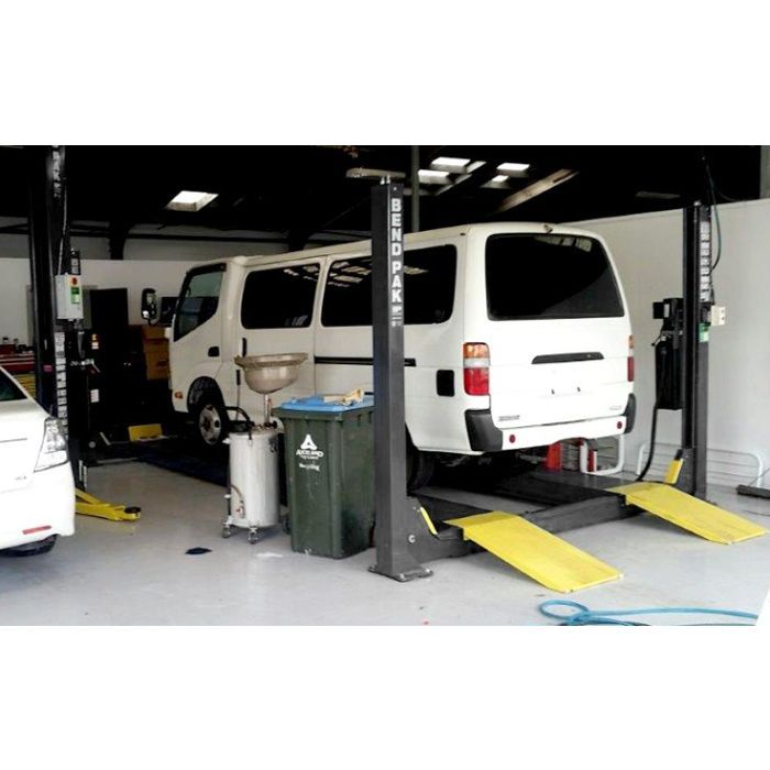 BendPak 4 Post 14000lb HDS-14 Car Storage Lift With Chevy Lifestyle With van