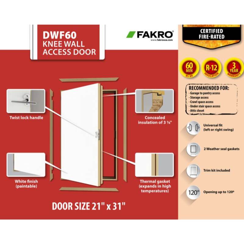 DWF60 Door key features door size 21" x 31"