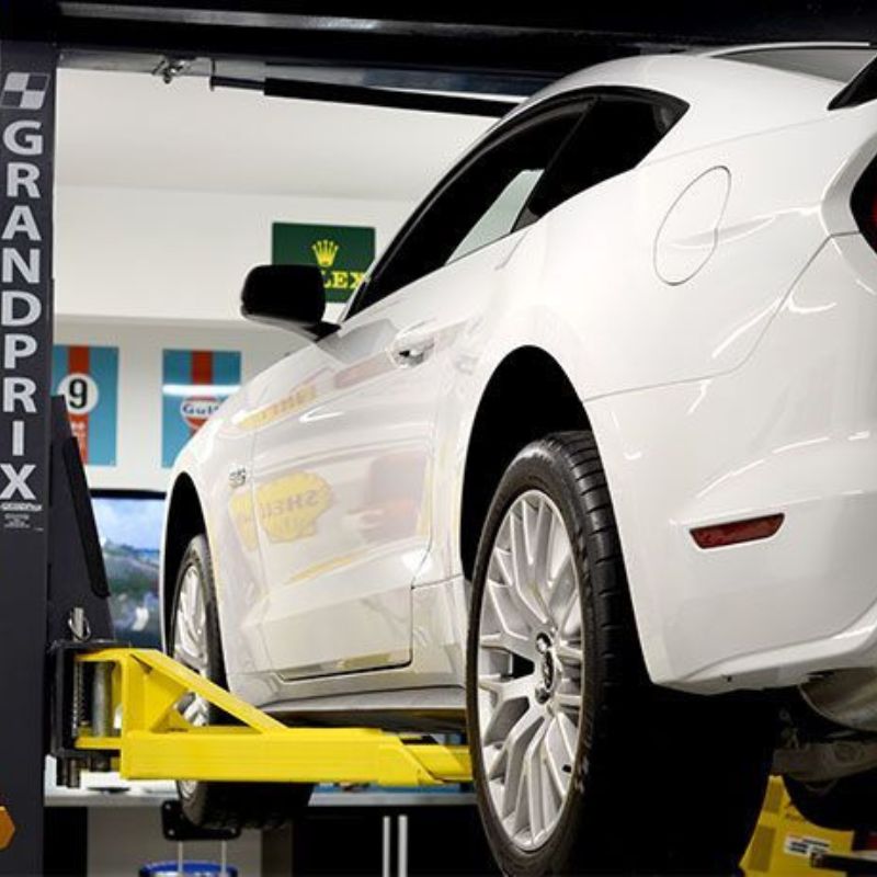 GP 7LCS fitting full sized two post lift in-low ceiling garage