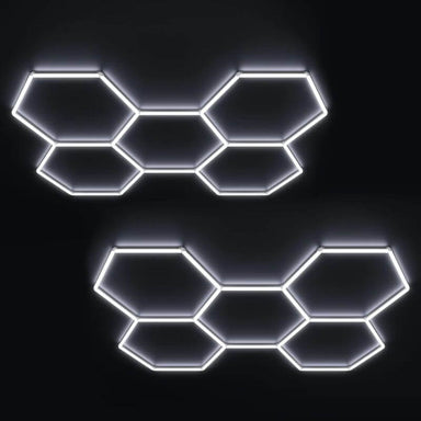 HexGlow 2 Pack Hexagon LED Ceiling Lights Modular 5 Grid Bundle