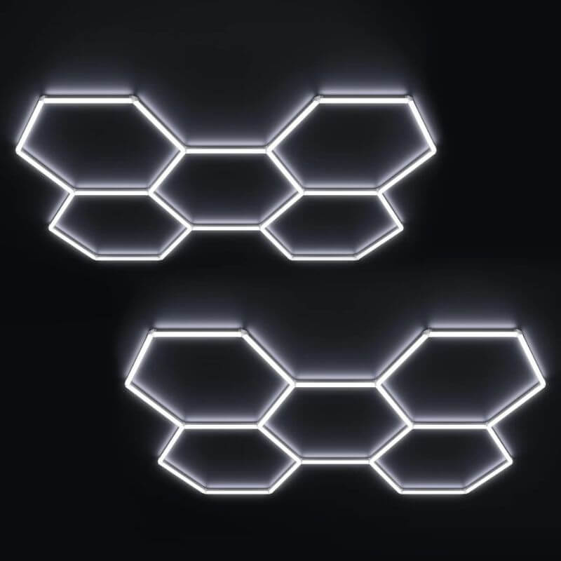 HexGlow 2 Pack Hexagon LED Ceiling Lights Modular 5 Grid Bundle