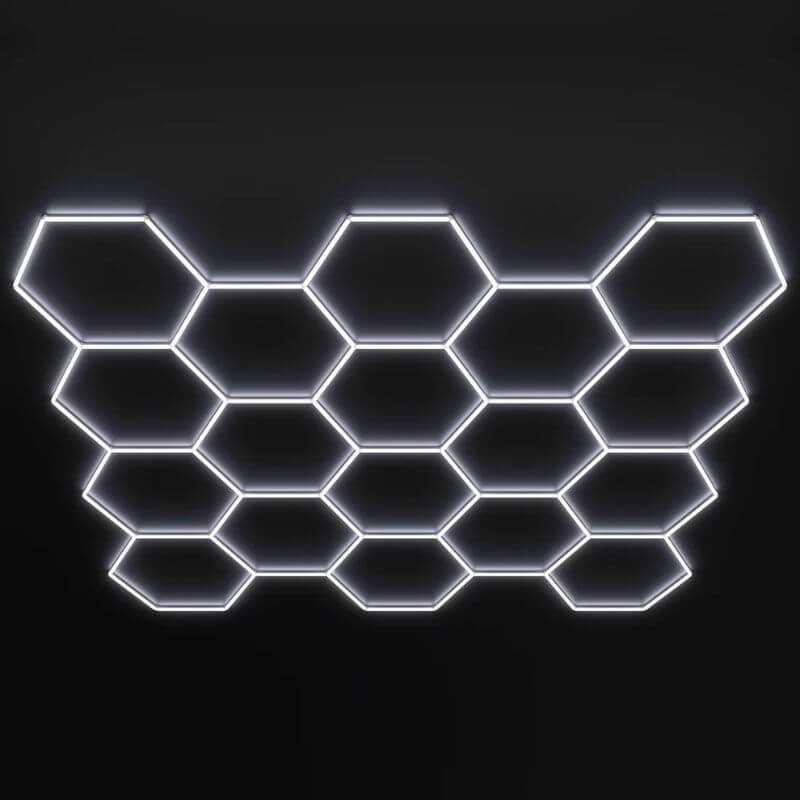 HexGlow Commercial Hexagon LED Lights 18 Panel Wide Ceiling Lighting System