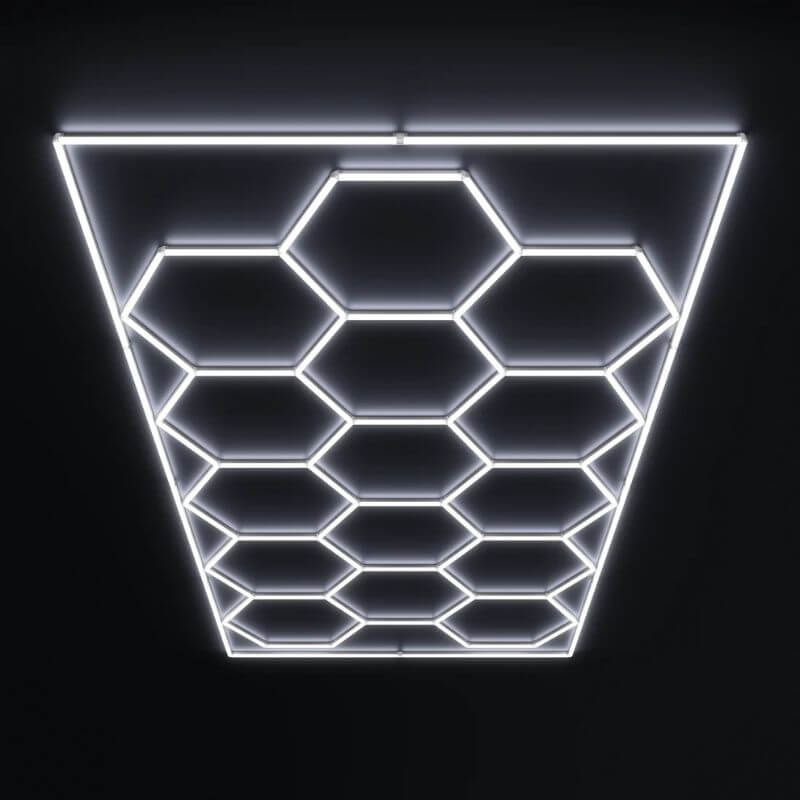 HexGlow Hexagon Garage Lights 15 Hex Kit with Border