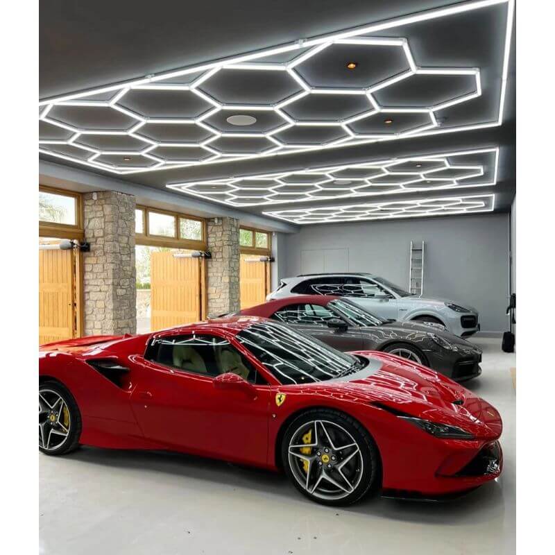 HexGlow Hexagon Garage Lights Multi Car Showroom Series