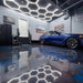 HexGlow Hexagon Garage Lights Large 14 Panel LED Ceiling System for Showrooms Detailing