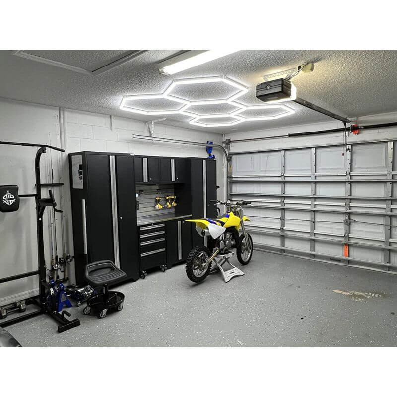 HexGlow Hexagon LED Ceiling Light Commercial Grade Suspended Lighting for Gyms