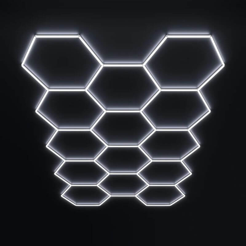 HexGlow Hexagon LED Ceiling Light Large 14 HexGlow Garage Light Panel Kit