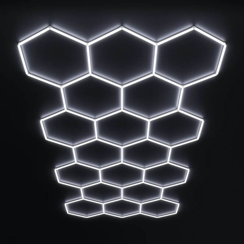HexGlow LED 18 Garage Lights Large Hexagon Ceiling Light Panel System