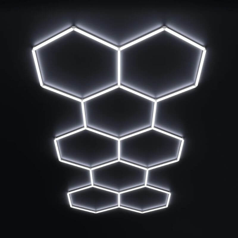 HexGlow LED Lights Large Long Grid Configuration 6500K Daylight White
