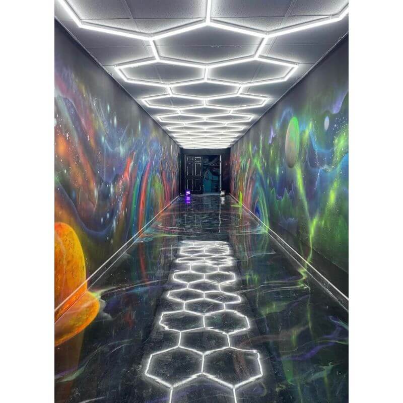 HexGlow Large Hexagon LED Hallway Lighting Ultra Bright Geometric Ceiling Light Kit