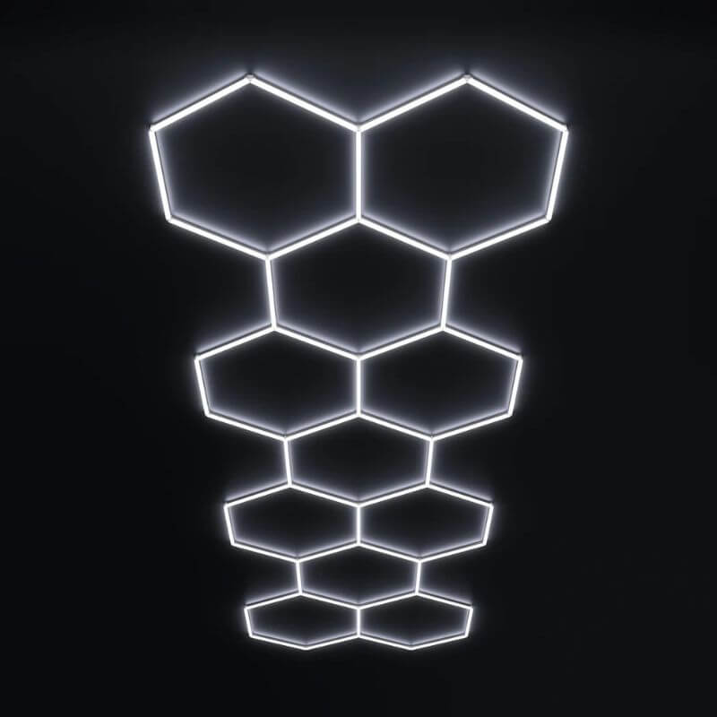 HexGlow Long Hexagon LED Lighting Kit Large 11 Panel Extended Ceiling Light