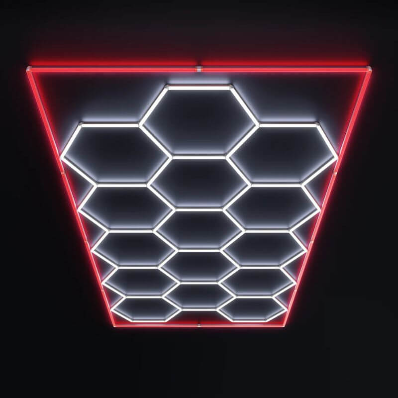 HexGlow Standard Hexagon LED Ceiling Light 15 Grid Red Edition