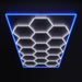 HexGlow Standard Hexagon LED Garage Light 15 Grid with Blue Border
