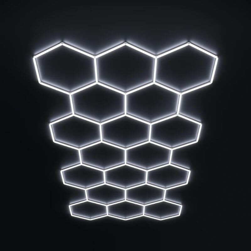 HexGlow Standard Hexagon LED Garage Lights 18 Hex Grid Ceiling Lighting System