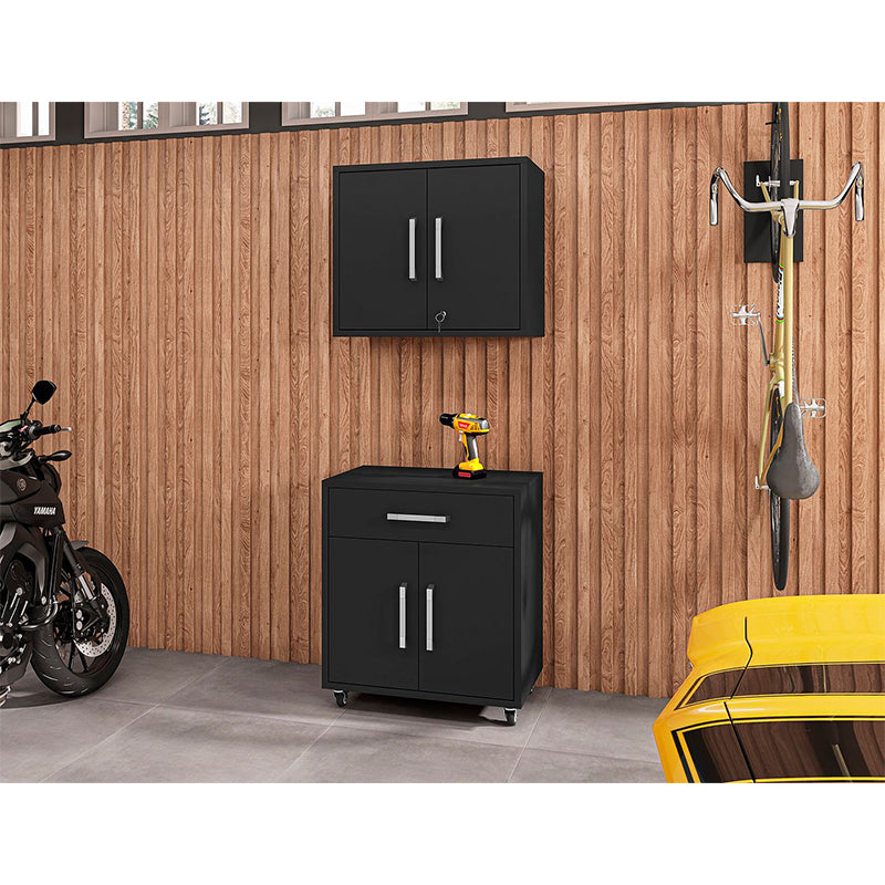 Manhattan Comfort Eiffel 2-Piece Garage Storage Set — Open Door Garage