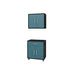 Manhattan Comfort Eiffel 2-Piece Storage Garage Set in Matte Black and Aqua Blue Set