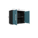 Manhattan Comfort Eiffel 2-Piece Storage Garage Set in Matte Black and Aqua Blue Upper Dimensions