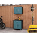 Manhattan Comfort Eiffel 2-Piece Storage Garage Set in Matte Black and Aqua Blue