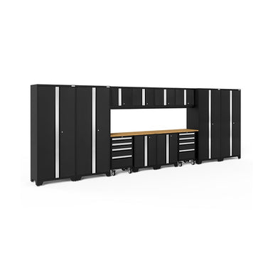 NewAge Bold Series 14 Piece Cabinet Set In Black With Bamboo Worktop