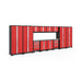 NewAge Bold Series 14 Piece Cabinet Set In Red/Black With Stainless Steel Worktop