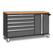 NewAge Bold Series Project Center - Rolling Toolbox/Workbench In Gray/Black With Bamboo Worktop