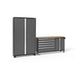 NewAge Bold Series 2 Piece Cabinet Set With Rolling Work Station And Multi-Use Locker In Gray/Black With Bamboo Worktop