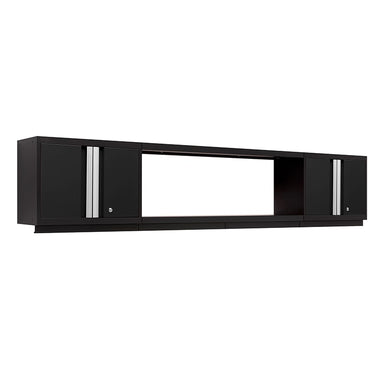 NewAge Bold Series 3 Piece Cabinet Set with 48 Inch Shelf and 2 Wall Cabinets in Black