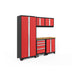 NewAge Bold Series 6 Piece Cabinet Set In Red/Black With Bamboo Worktop