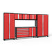 NewAge Bold Series 6 Piece Cabinet set in Red/Black With Stainless Steel Worktop and Rolling Work Station