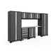 NewAge Bold Series 8 piece Cabinet Set In Gray/Black With Stainless Steel Worktop