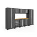 NewAge Bold Series 9 Piece Cabinet Set In Gray/Black With Bamboo Worktop