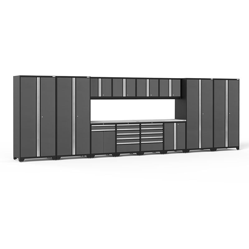 NewAge Pro Series Cabinets 14 PC Tool Drawers And Multi-Cabinet Gray Steel Top