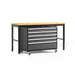 NewAge Pro Series Tool Cart And Work Bench In Gray/Black With Bamboo Worktop