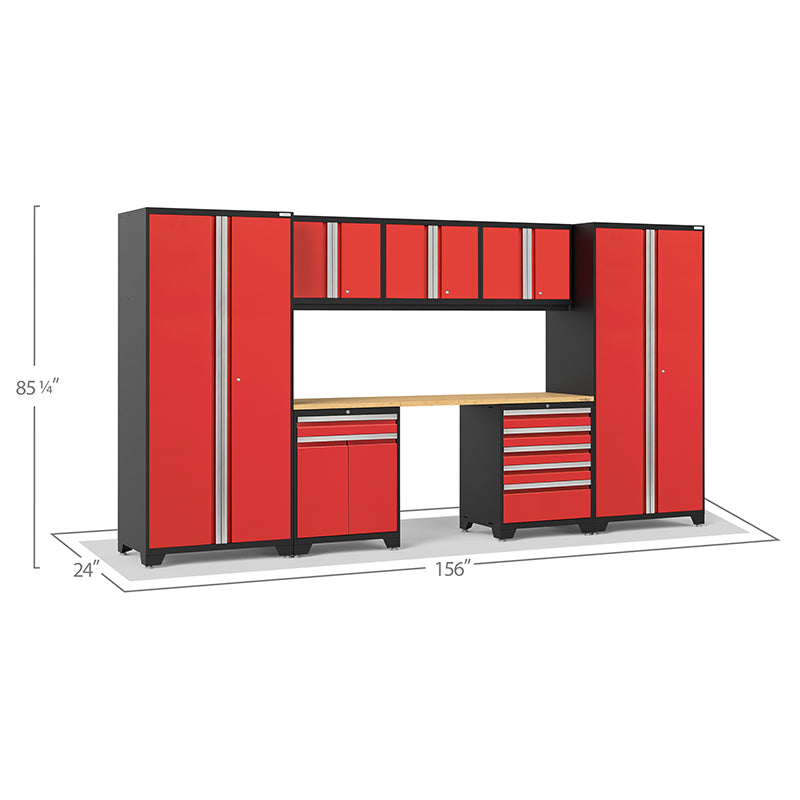 NewAge Pro Series Cabinets 8 PC Red Bamboo Top Dimensions