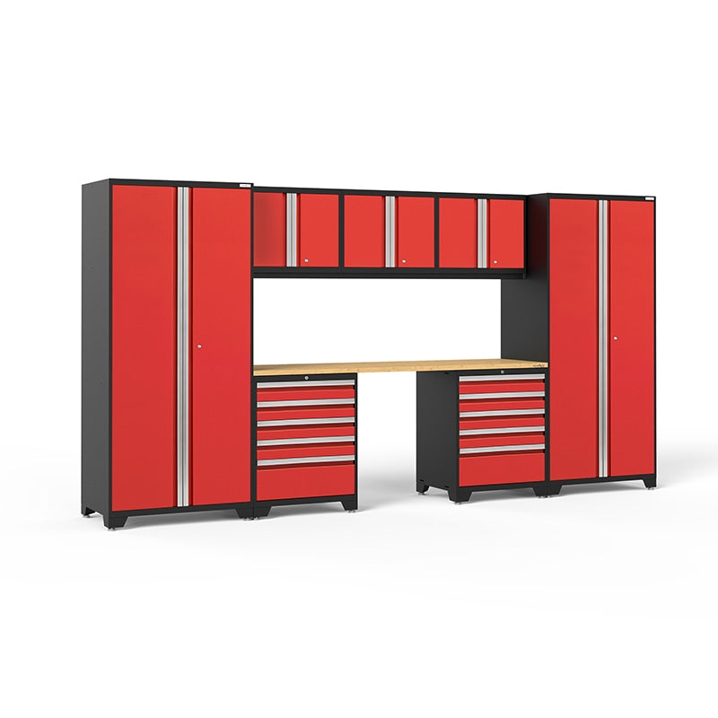 NewAge Pro Series Cabinets 8 PC Tool Drawers Red Bamboo Top