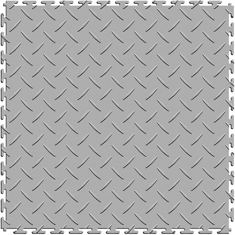 Perfection Floor Tile 5mm Interlocking Diamond Plate Floor In Light Gray