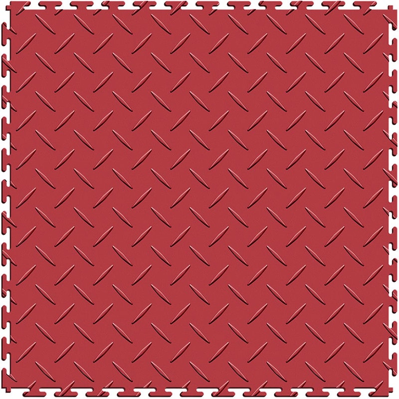 Perfection Floor Tile 5mm Interlocking Diamond Plate Floor In Red