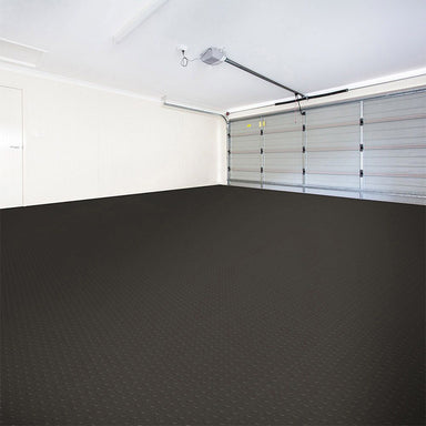 PerfectionFloorTile 5mm Coin Pattern Interlocking Floor Black In Open Garage