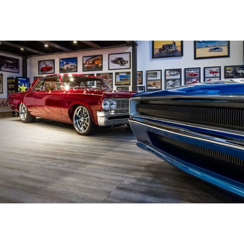 RaceDeck Floor Smoked Oak Garage Tiles kindig it design showroom