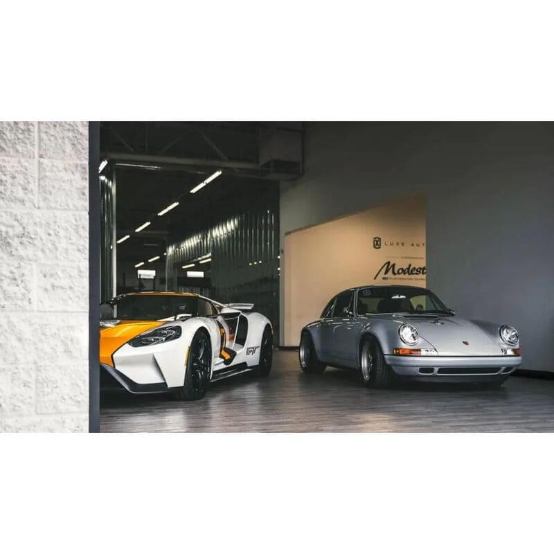 RaceDeck Garage Flooring luxe auto spa smoked oak