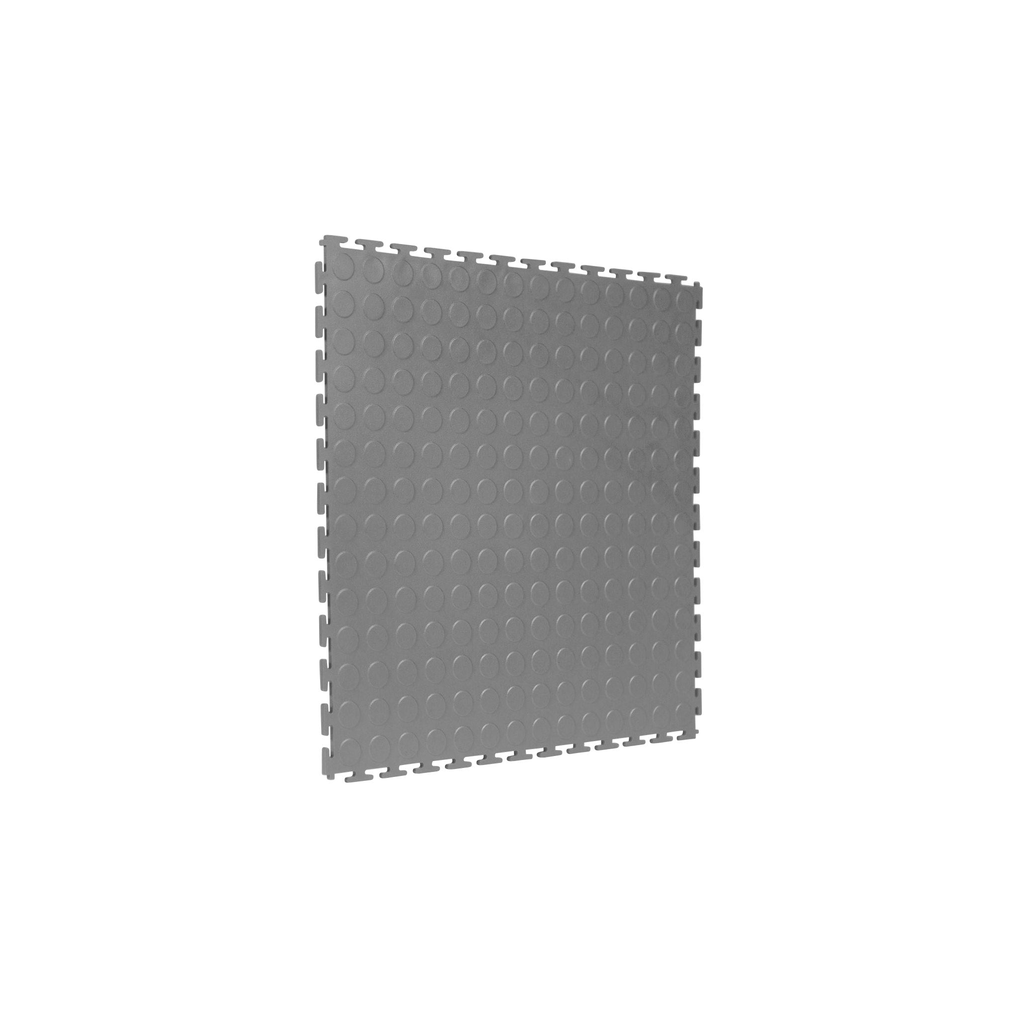 Dark Gray SupraTile coin pattern PVC garage floor tile with T-Joint interlocking edges