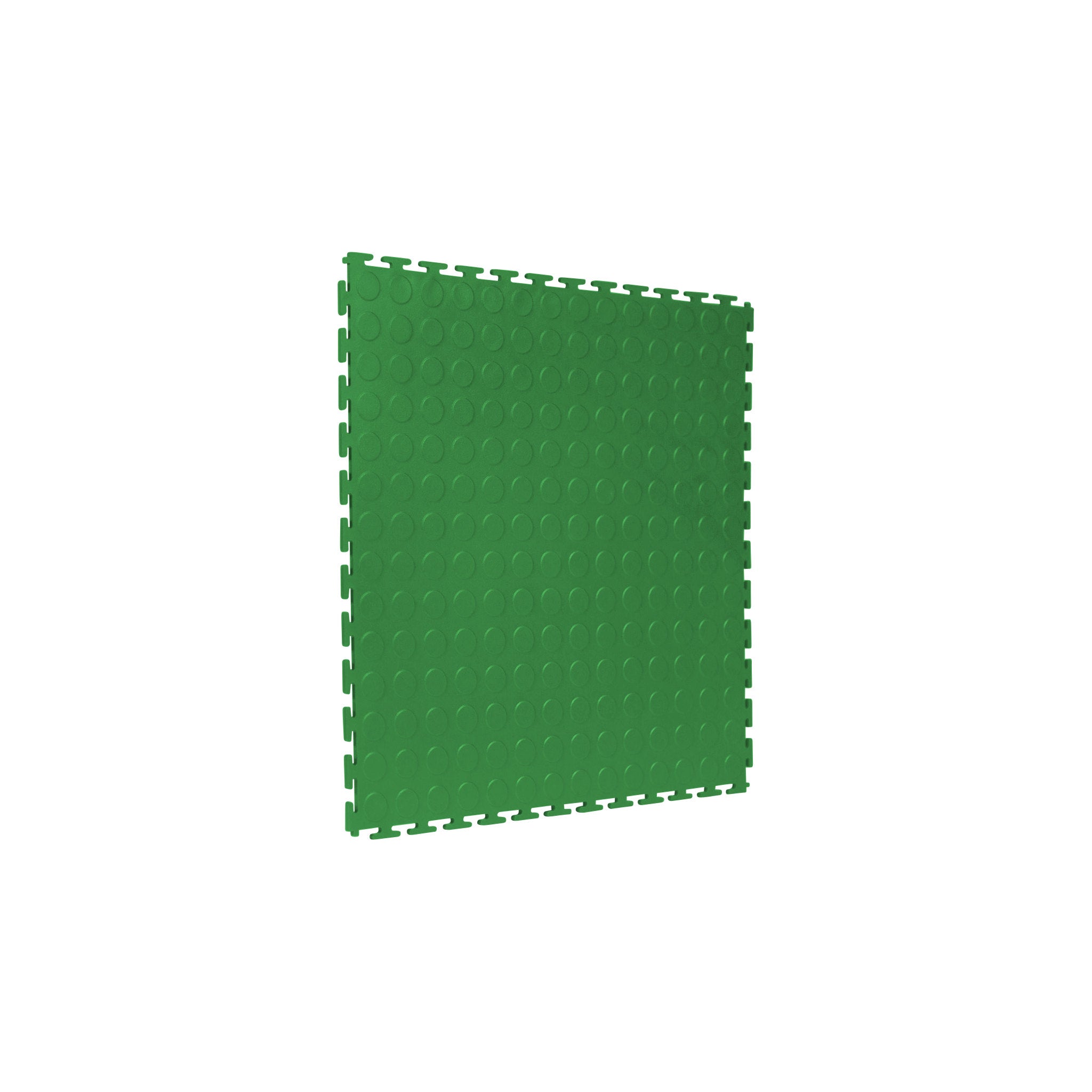 Forrest Green SupraTile coin pattern PVC garage floor tile with T-Joint interlocking edges