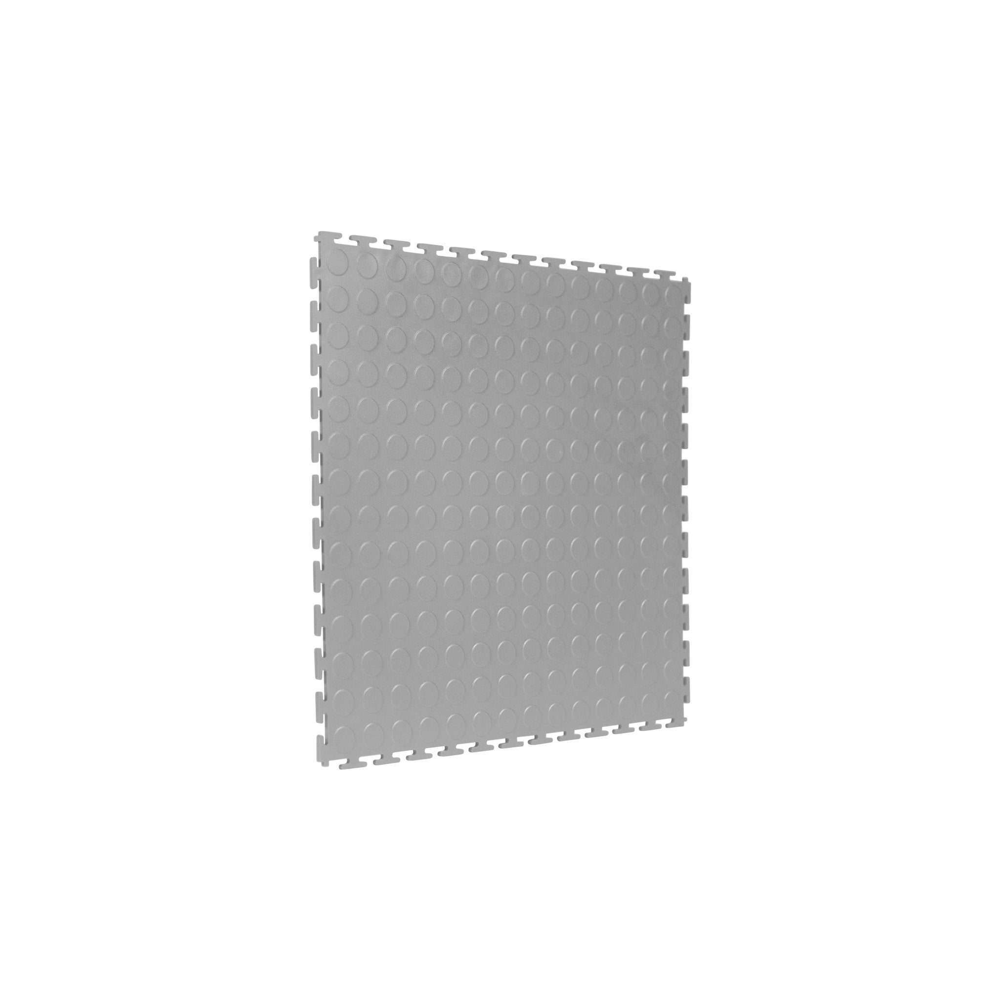 Light Gray SupraTile coin pattern PVC garage floor tile with T-Joint interlocking edges
